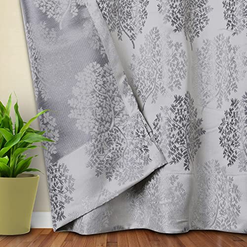 Image of Homestan Jacquard Woven Long Door Curtains 9 Feet Long Set of 2 for Home Decor (9 X 4 Feet, Grey)