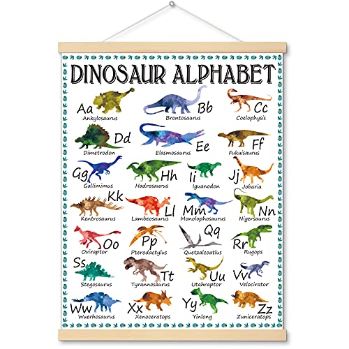Image of Outus Dinosaur Alphabet Chart Hanger Painting Dinosaur Room Wall Decor Dino Classroom Posters Educational Poster a to Z Names Alphabet Learning Chart for Nursery Preschool and Kindergarten