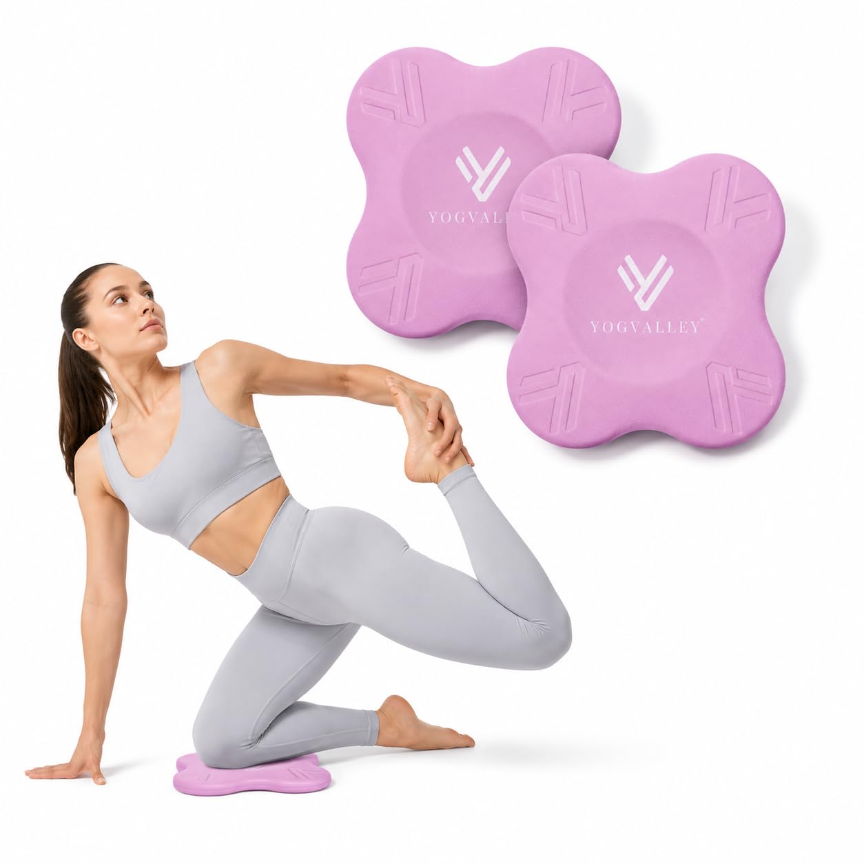YOGVALLEY Knee Pad | 360 Degree Protation | High Density Premium ECO-TPE Foam Material | Pro-Grip Texture | Kneeling Support for Yoga,Cushion for Knees, Hands, Wrists,Elbows (PINK - Set of 2)Soft Knee Pads for Exercise β Comfortable & Protective Cushioning for Yoga, Pilates & Workouts| SET OF 2 2