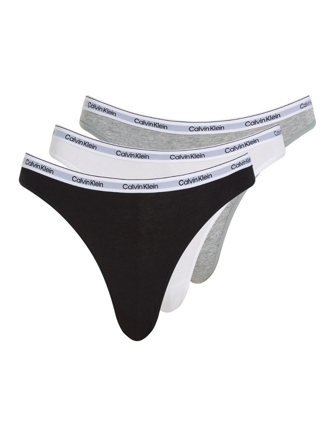Calvin Klein Women's BIKINI 3PK Bikini Panties, BLACK/WHITE/GREY HEATHER, M