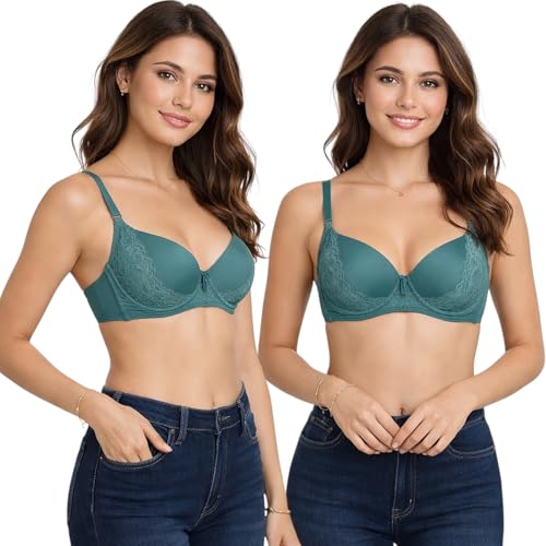 Image of ToBeInStyle Women's Pack of 6 Padded Assorted Styles Supportive Bras Cup Size - A to DDD