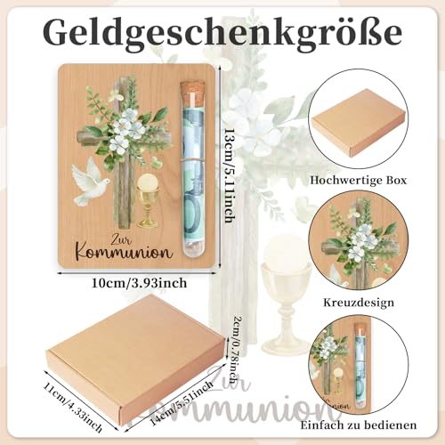 Geldgeschenk Kommunion Holz Karte Zur Kommunion Deko kommunion geschenke für mädchen kommunion geschenk junge Kreuz Taube Motiv geldgeschenk konfirmation Set für Paten Verwandte GeldgeschenkHolz