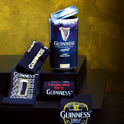 Guinness Men's Crew Socks Pack of 4 Black Soft Rich Cotton Socks Gifts for Men2