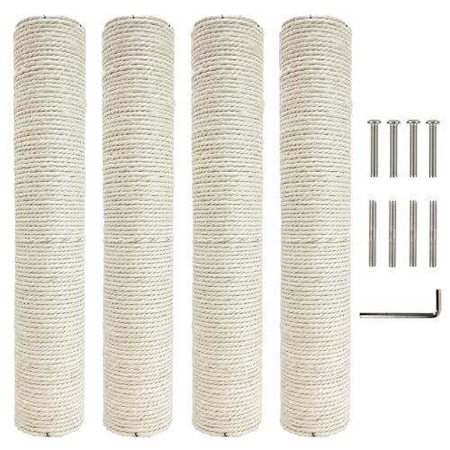 Kathson 4PCS Kratzbaum Ersatzstamm 15“ Ersatz-Kratzbaum für Katzen DIY Handwerk Refill Pole Teile Hanf Seil Kratzer Klettern Sitzstange für Innen...