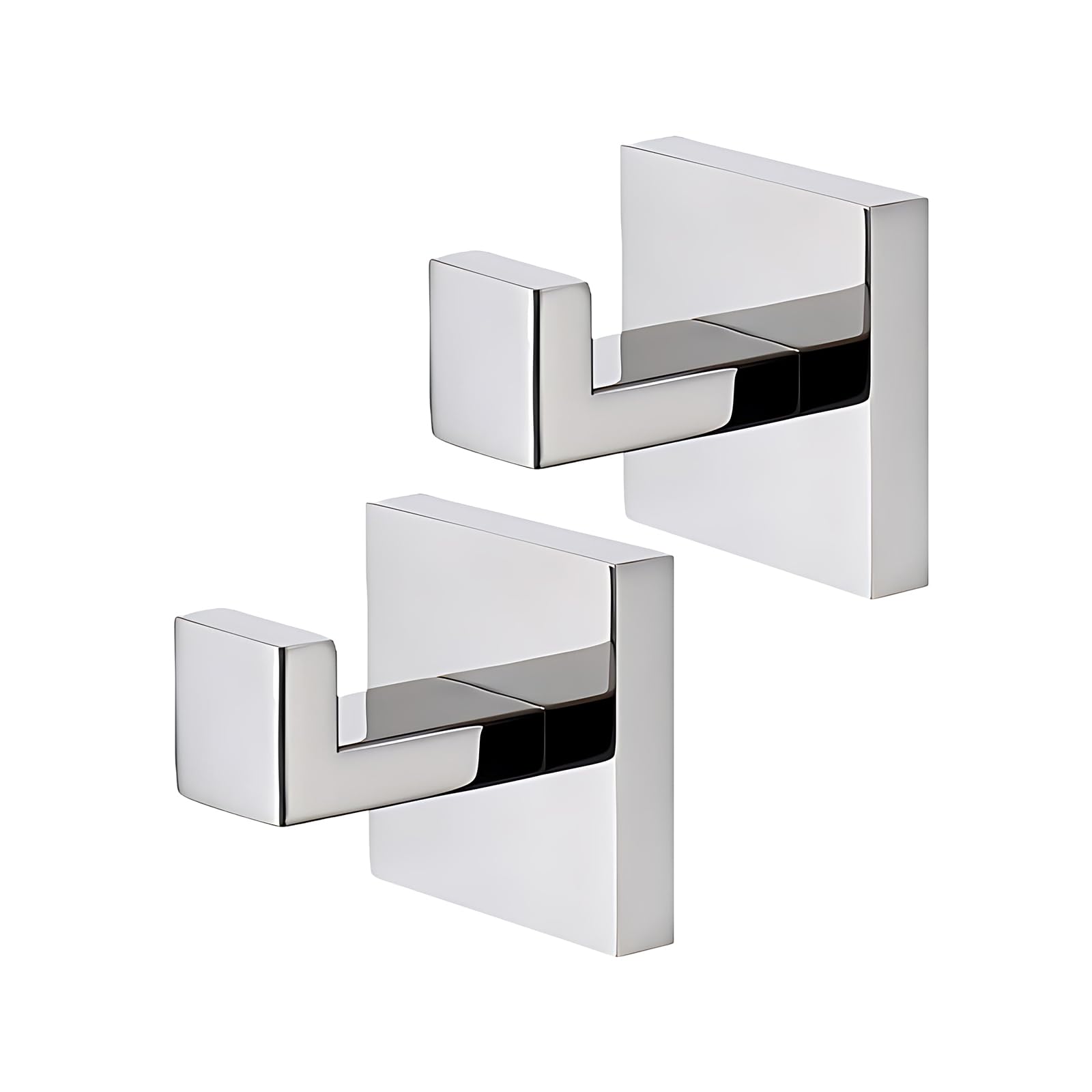 Cazoro Square Towel Hook, 2 Pack Stainless Steel Towel Hooks for Bathrooms, Wall Mounted Door Hook for Robe, Coat, Clothes - Polished Chrome Finish