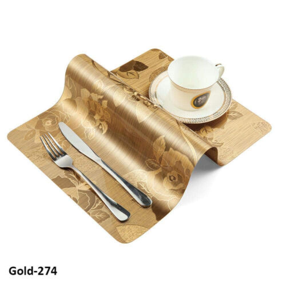 Podkładki pod kubki, 4 szt. Podkładka wodoodporna mata stołowa krata wzór podkładka izolacyjna obiad domowy-złoty-143(Gold 122 (4 Pieces))