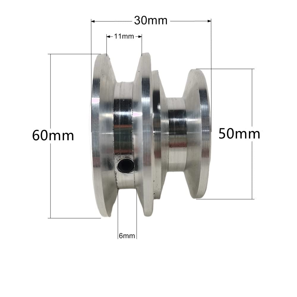 Polea de correa trapezoidal de aluminio de doble ranura de 60/50 mm for correas A/O, transmisión por eje del motor-1 pieza(20mm)