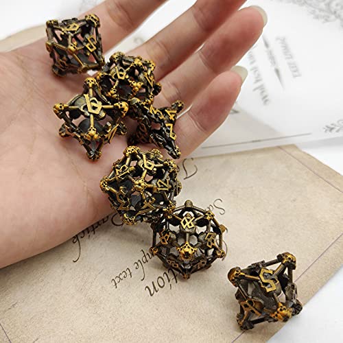 DND-Dice-Set-Hollow-Metal-Halloween-Skull-MTG-Suitable-for-Roleplaying-Dungeons-and-Dragons-RPG-DD-D20-Polyhedral-Board-Game-D20-Figit-with-Black-Dice-Bag-Ancient-Gold