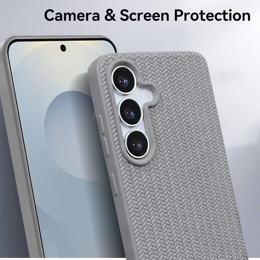 Image of DIZORO Rugged Textured Back Cover Case Compatible for Samsung Galaxy S25 Anti-Slip Soft TPU Shockproof Cover | Slim Lightweight Protective Back Case-Titanium Grey