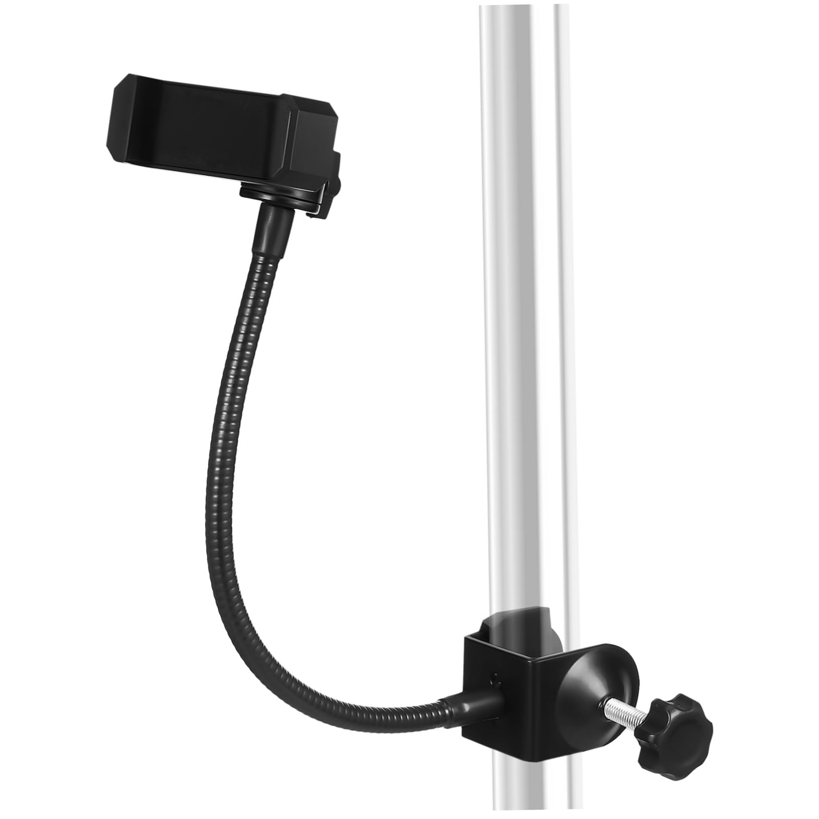 1Set Metal Microphone Stand Phone Holder with Gooseneck Clamp Flexibility Secure Grip Portable for Travel Compatible with Tablets and Phones