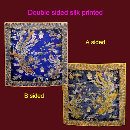 HangErFeng Women Scarf Silk Fragrant Cloud Yarn Square Phoenix Pattern Double Side Printed Shawl 895 onesize2