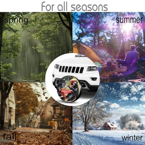 Image of Black Bears Family Camping Spare Tire Cover-Cute Funny Waterproof Universal Spare Wheel Tire Covers Fit for Rv SUV Truck Camper Travel Trailer Accessories,14 inch