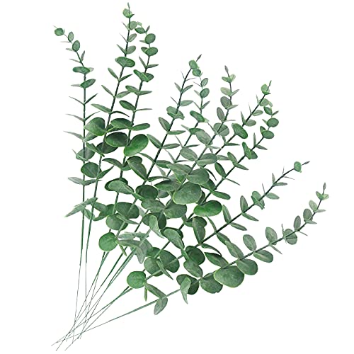 Image of Tinsow 10 PCS Artificial Eucalyptus Leaves Faux Eucalyptus Stems