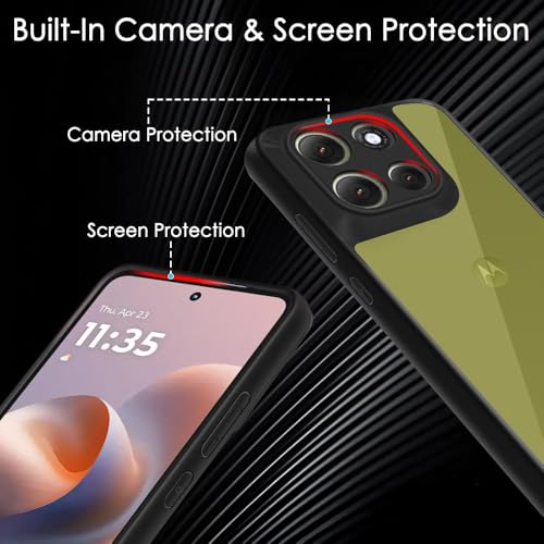 Image of KAPAVER Hybrid Clear Back Cover Case for Moto G86 | Protective Shockproof Cleare Hard PC Soft Flexible Black TPU Cover