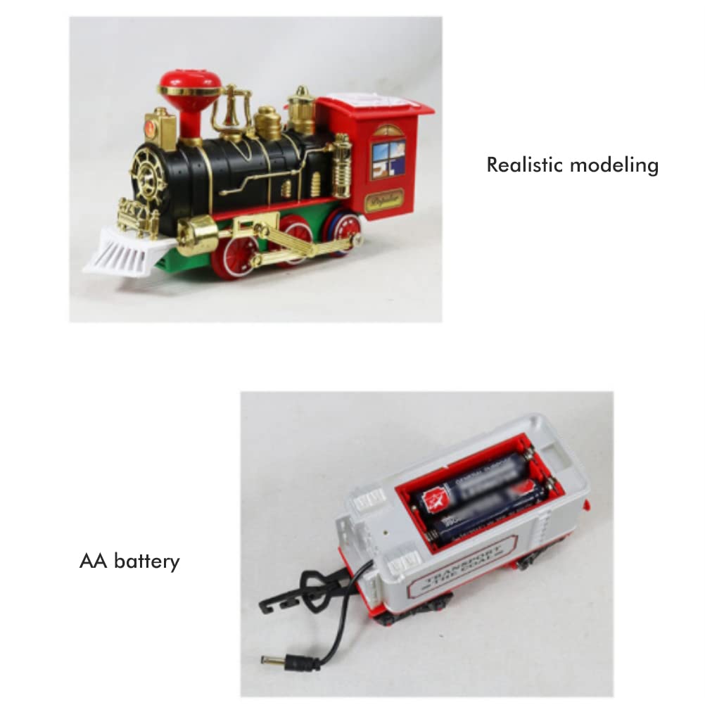 Coffret Train de Noël Lumières Électriques Sons 89 X 89 Cm | Jouet de Voiture Ferroviaire électrique, ABS, Décoration de Noël, Affichage pour la Maison, Piste Modulaire, 4 Piles AA Non