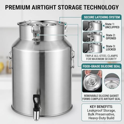 Jarra de acero inoxidable con cierre seguro y 88L de capacidad para proteger sus fluidos 8