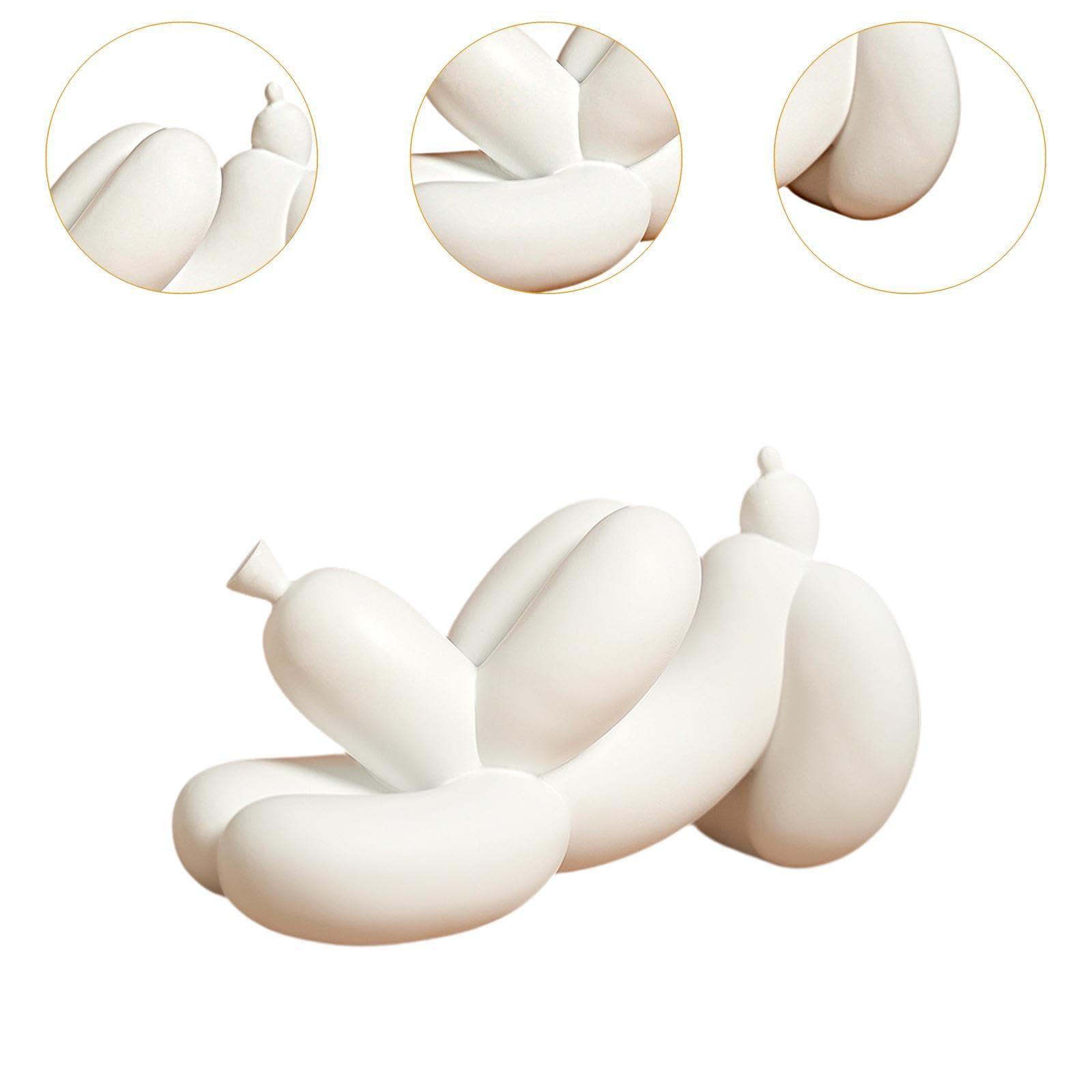 Colcolo Statue de Chien en Ballon, Ornement de Bureau, Jolie Sculpture Artisanale en résine à Collectionner, Figurine pour Chambre à Coucher, bibliothèque, Blanc