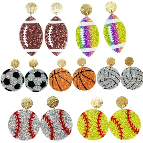 Acrylic Football Earrings Basketball Volleyball Baseball Dangle Drop Earring Sports Earrings for Women Team Jewelry2