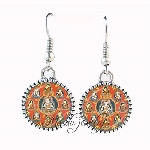 PAPPET Mandala Earrings Ethnic Om Spiritual Buddhism Earring Glass Dome Pendant Silver Earings For Women Handmade Hin Zen Jewelery