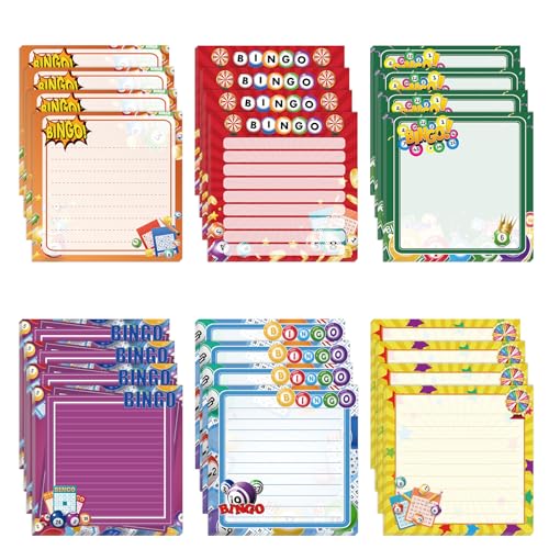Eaasty 24 Pack Bingo Sticky Notes Pads Bingo Prizes Cute Adhesive Memo Pads Game Night Party Favors for Seniors Women Grandma Game Lover