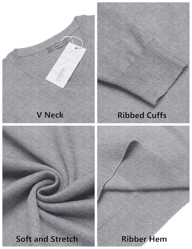 Image of COOFANDY Mens Casual V Neck Sweater Knit Slim Fit Long Sleeve Pullover Top