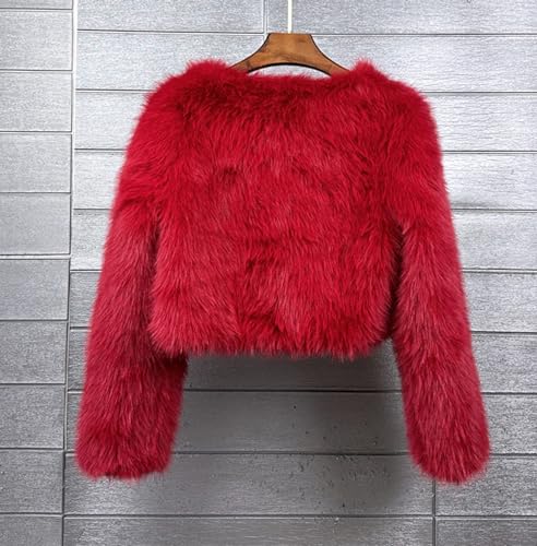 Women's Warm Fluffy Faux Fur Cropped Jackets Shaggy Short Coats Fuzzy Overwear3