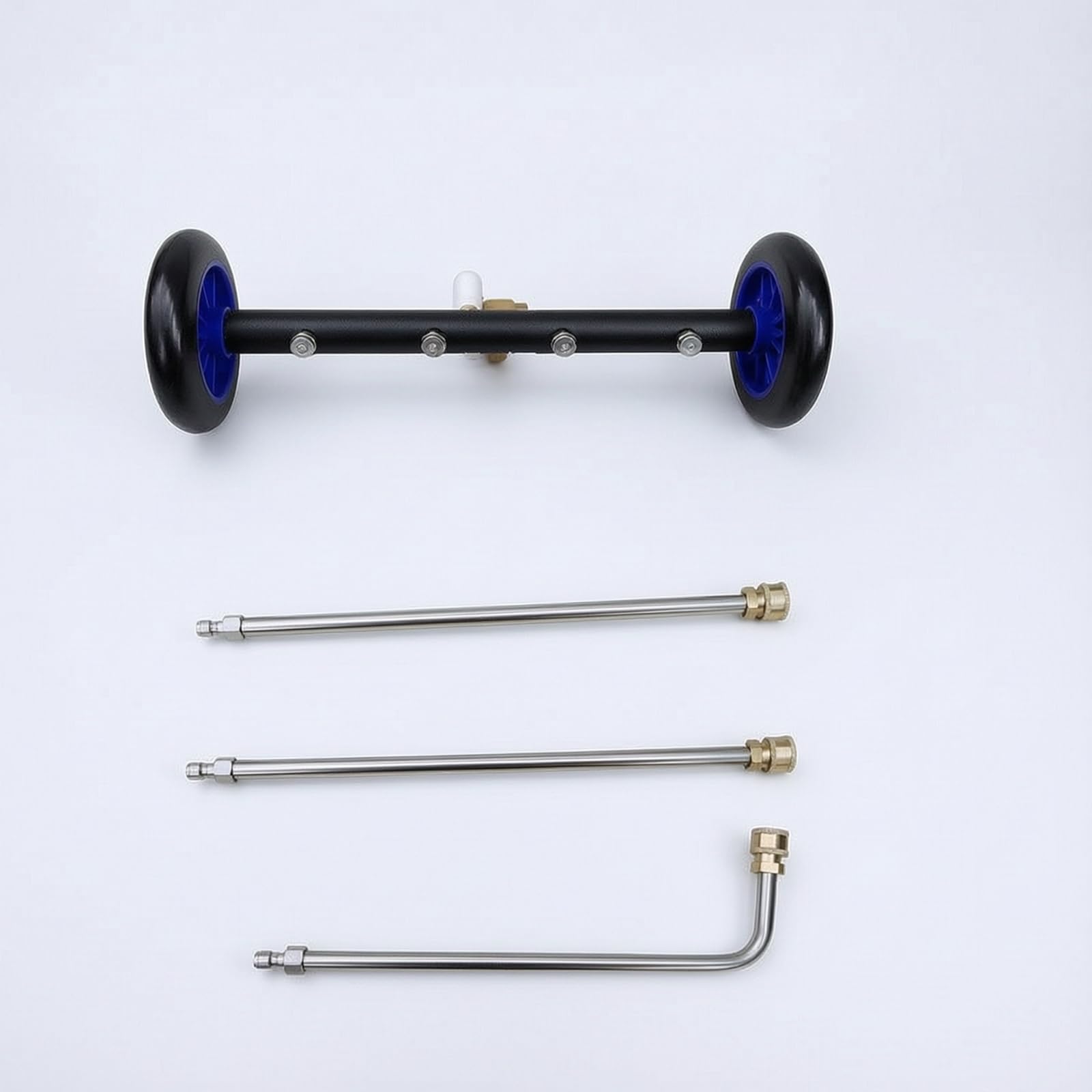 Limpiador Alta Presión con Ruedas Ajustable Tobera Tubo Alta Presión Multifuncional Pistola con Conexión Rápida 1/4 Pulgadas, Azul