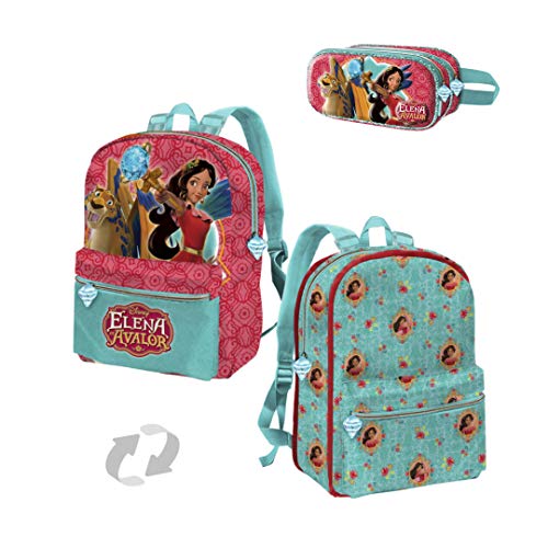 Set Elena de Avalor Karactermania con: Mochila Escolar Infantil Reversible Pequeña Preescolar