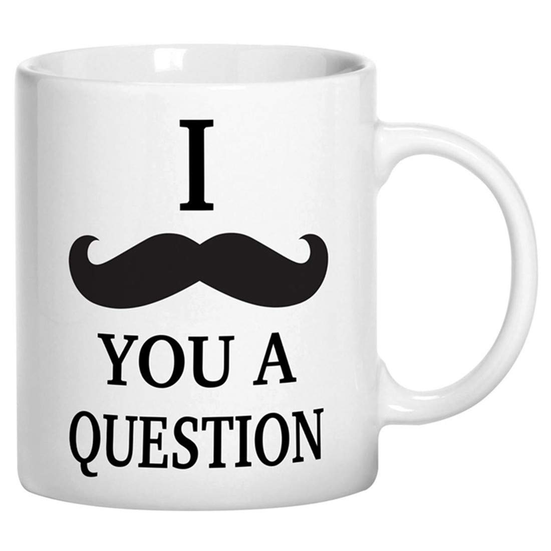 I Mustache You A Question Funny Quote Novelty 11oz Ceramic Tea Coffee Mug with Gift Box