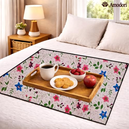 Image of Waterproof Bed Server Mat /Food Mat /Bedsheet Protector | Reversible | 2-Layer Heavy Material | Multi-Purpose Place Mat (Colour & Print May Vary) (floral-24)