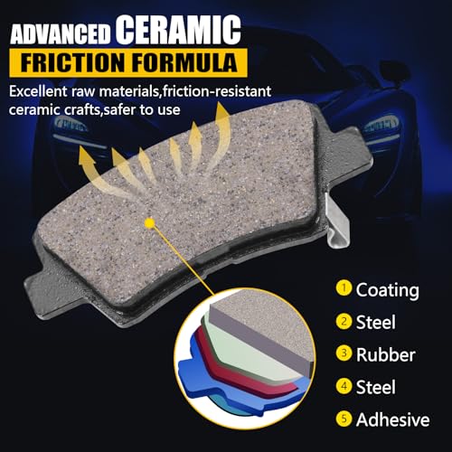 Image of D1543 D1544 Front And Rear Ceramic Brake Pads Fit For Hyundai Elantra 2011-2012 GLS /Limited,For Hyundai Veloster 2012,Veloster 2013-2015 Base,For Kia Forte 2014-2016,Forte5 2015-2016 EX