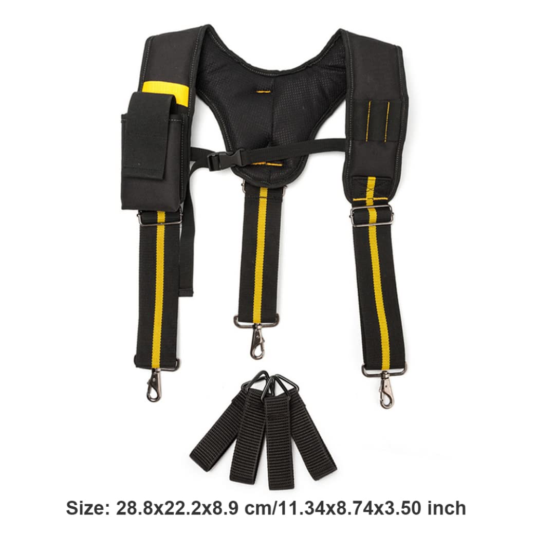 Terreteros de cinturón de herramientas, tirantes acolchados de 3 puntos, tirantes de cinturón de servicio pesado en forma de Y, tirantes de trabajo de soporte lumbar ajustable con bolsillo para carpi