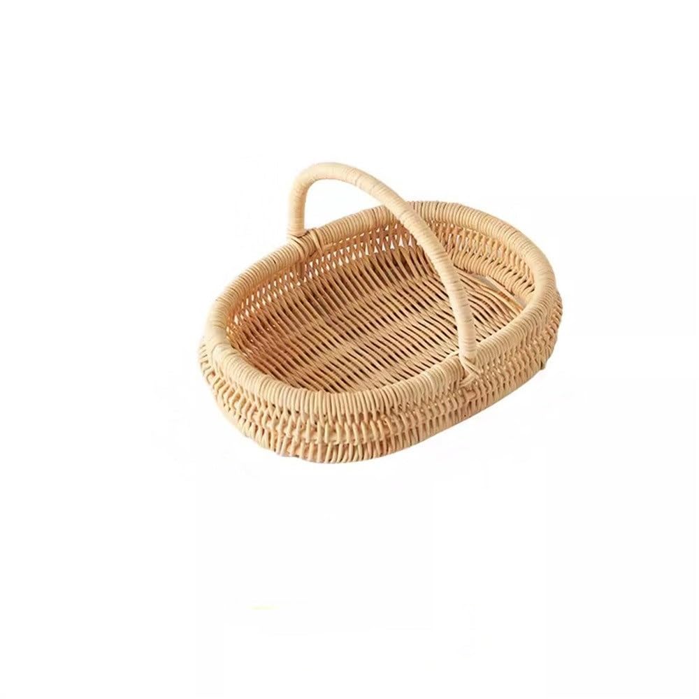 Wicker Picnic Basket Outdoor Handmade Woven Handheld Picnic Basket for Picnic Camping Outdoor(Style 1)