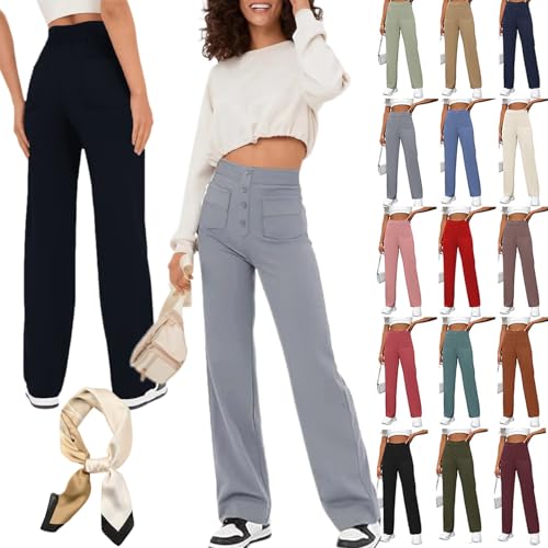 Decalori Flexipants - Women's Casual High Waist Stretch Pants, Flexi Pants Multiple Pockets High-Waisted Elastic