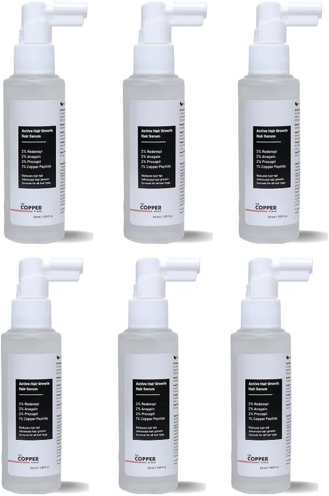 Active Hair Growth Serum Pack of 6 with Redensyl, Anagain, Procapil & Copper Peptide | Reduces Hair Fall, Boosts Regrowth & Strengthens Roots | Unisex Hair Serum 50ml x 6