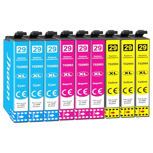 Jhaan 29XL Cartuchos de Tinta Compatible con Epson 29XL 29 XL para Expression Home XP 247 XP 255 XP 235 XP 245 XP 335 XP 342 XP 345 XP 355 XP 332 XP 455 XP 432 XP 435 XP 257 (Paquete de 9)