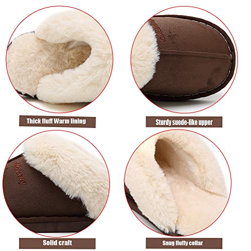 SOSUSHOE Women Slippers Fluffy Fur Slip On House Slippers Soft and Warm House Shoes for Indoor Outdoor, Deep Brown, 7-8 - Thumbnail 4