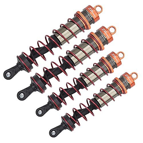 Dilwe 4 Stück RC Car Front Stoßdämpfer hinten, Metall Öldruck Einstellbarer Stoßdämpfer RC Upgrade Ersatzzubehör für 1/8 RC Car(Orange)Modellauto-Zubehör