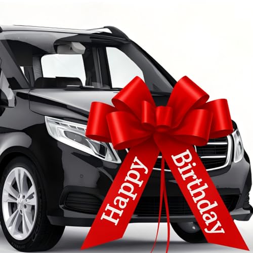 Big Happy Birthday Car Bow, 30 Inch Giant Bow for Car, Large Giant Car Bow for Present, Large Gift Wrapping Bow for Birthday, Surprise Party, Christmas, Wedding Reception, Festival