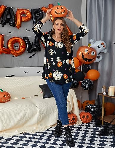 Image of LARACE Tunics 3 /4 Sleeve Plus Size Tops for Women V Neck Loose Fit Flowy Clothing for Leggings