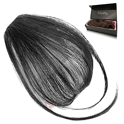 Image of Firstly Traders Clip In Bangs Fringes Human Hair Extension Piece Extensions for Women Girls Party Accessories| With Sides (Natural Black)