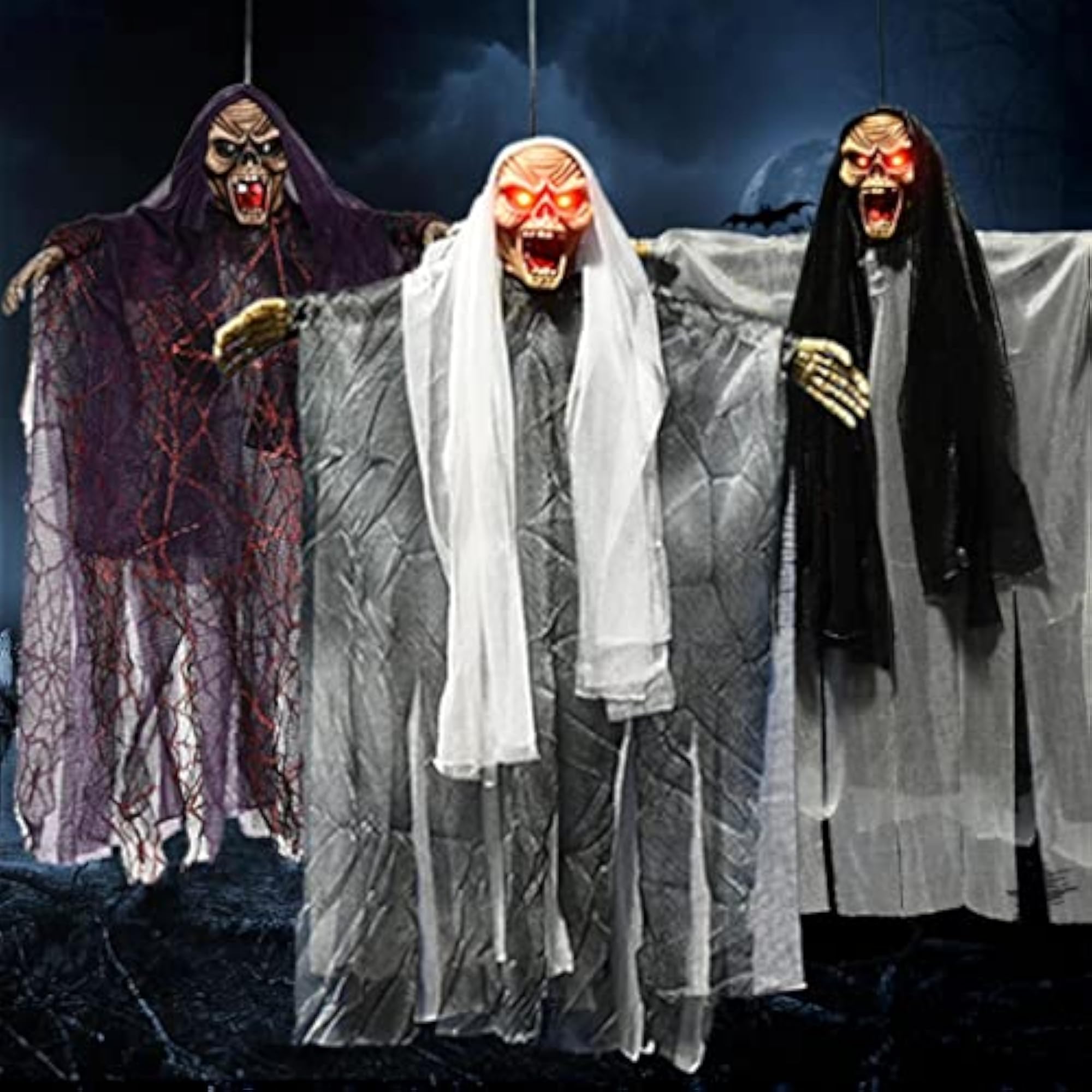 Scary Voice Control Hanging Ghost Halloween Decor