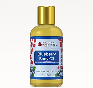 Red Rose Naturals Blueberry Body Oil – Perfume Body Oil for Women, Fast-Absorbing & Non-Greasy, Hydrating & Moisturizing, Long-Lasting Scent, Reduces Dry Skin, Vegan – 4 fl oz