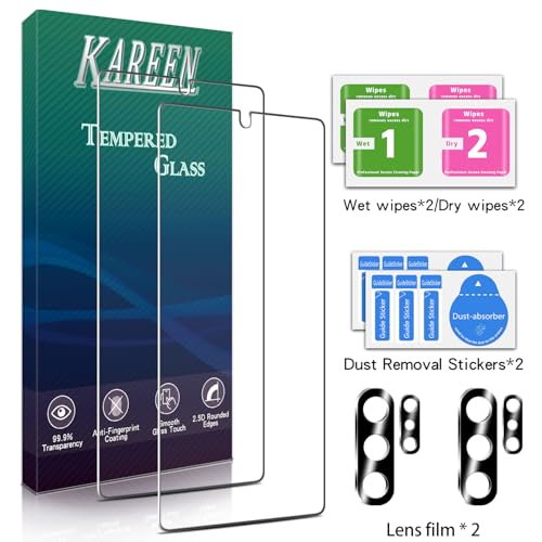 Image of KAREEN 2+2 Pack Screen Protector for Samsung Galaxy S26 Ultra Tempered Glass Film with Camera Lens Protector, Fingerprint Unlock Support, Anti Scratch, Bubble Free, Case Friendly