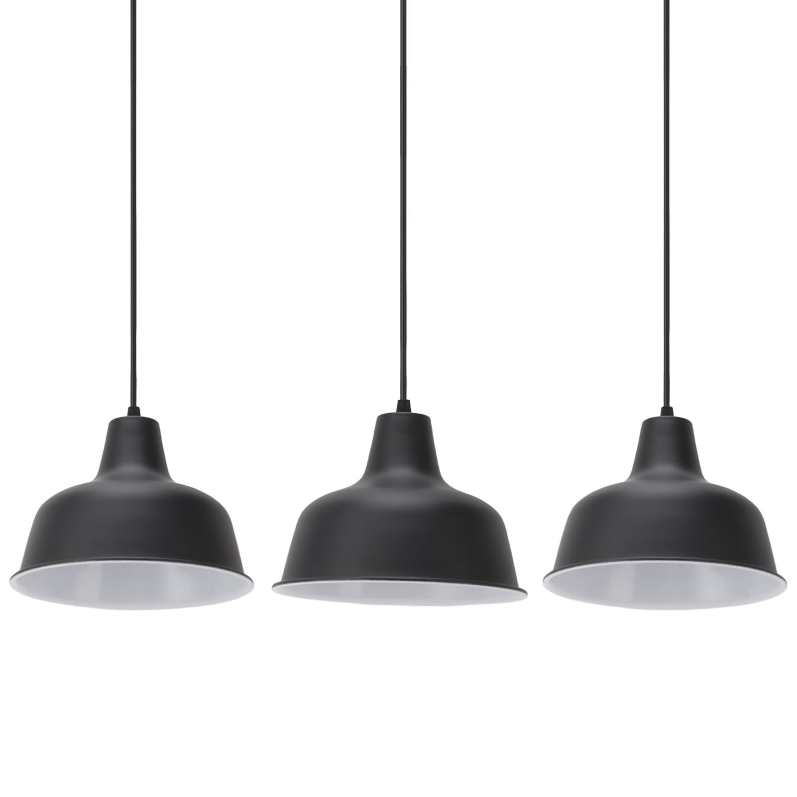 Omabeta Portalámparas Colgante de Granero de 3 Uds, Accesorio de Iluminación de Hierro Industrial con Cuerda Ajustable para Bares y Restaurantes Domésticos
