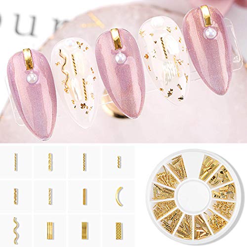Sethexy 2Boxen Gold-Silber Nagel Bolzen Metall Gemischte Formen Blume Sterne Halbmond Edelsteine Nägel Kunstjuwelen für… – Bild 2