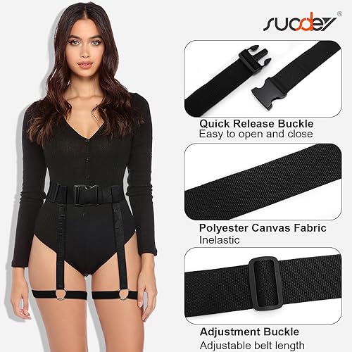SUOSDEY Punk Black Waist Chain Belt Leather Layered Body Chains Rave Body Jewelry Accessories for Women and Girls3