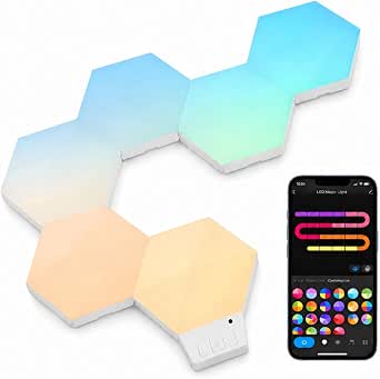 VTimes Smart Hexagon Wall Light Panels, WiFi + BLE RGB LED Night Lights