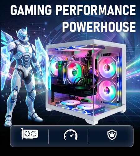 Image of White Gaming PC Desktop - i7-9700F up to 4.7GHz, GeForce GTX 1080 8GB GDDR5X, 16GB DDR4 RAM, 512GB SSD + 1TB HDD, WiFi 6 & BT 5.4, 8x ARGB Cooling Fans, 650W PSU, WIN11P
