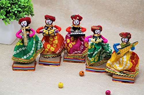 JH Gallery Recycled Material Rajasthani Home Decor Items Musician Bawla Puppets Idol Show Pieces for Home Decor